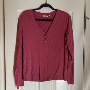 Candace Cameron Bure V-Neck Buttoned Blouse - Red